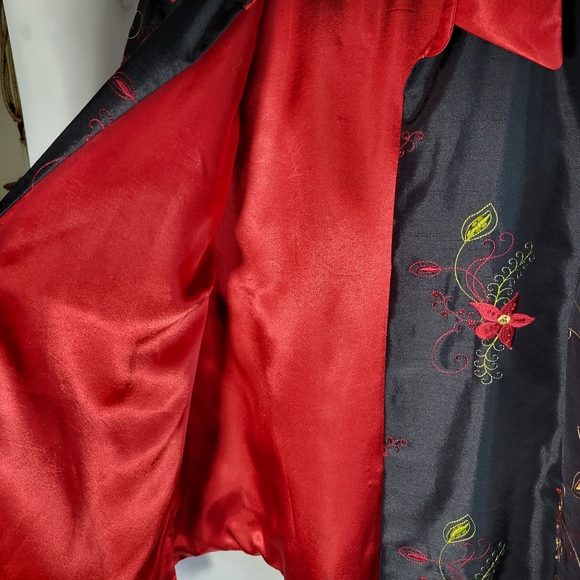 Red and black floral embroidered jacket Size 2X - Picture 5 of 8